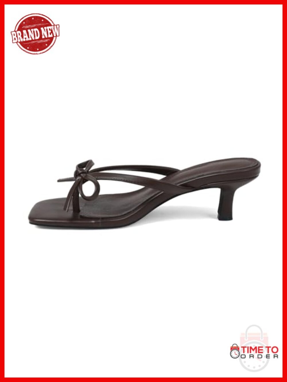 Kitten Heel Thong Sandals Bow Slip On Square Toe Dress Heels
